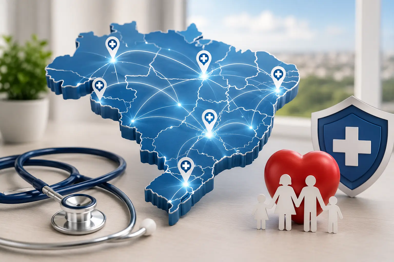 Plano de Saúde Cobertura Nacional em PE: Guia 2026 1 Plano de Saúde com Cobertura Nacional em Pernambuco: mapa do Brasil indicando atendimento fora do estado para clientes de Recife